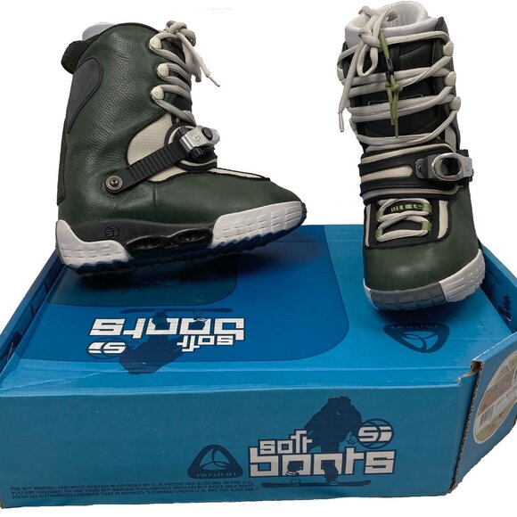 NEW IN THE BOX! BURTON VIKING SI STEP IN SNOWBOARD BOOTS!  SIZE 10 MENS  GREEN - Picture 1 of 2
